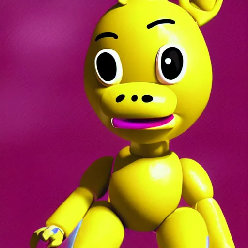 Prompt: toy chica fnaf without a beak, no eyes, black eyes