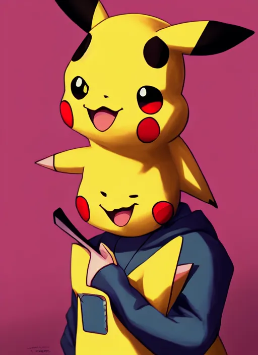 Prompt: a portrait of humanization of pikachu from pokemon show, grim - lighting, high - contrast, intricate, elegant, highly detailed, digital painting, artstation, concept art, smooth, sharp focus, illustration