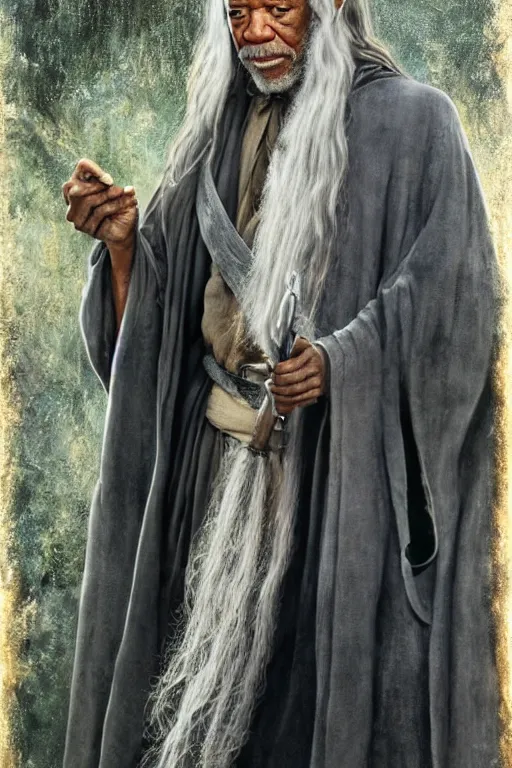 Prompt: morgan freeman starring as gandalf in lord of the rings, oil on canvas, intricate, 8 k highly professionally detailed, hdr, cgsociety