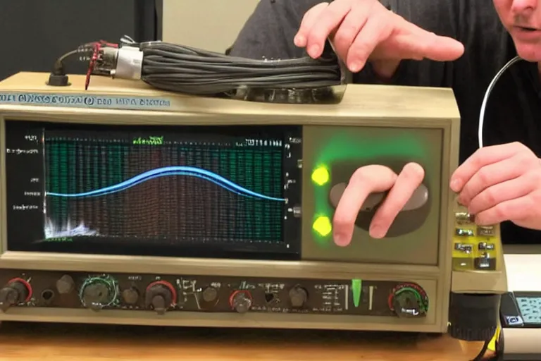 Image similar to an oscilloscope shaking a sound wave, wiggling a weasel, a stoat sinusoid spectacle : the wiggle and the wave - the wiggle is the wave! demonstration of a sine wave ermine.