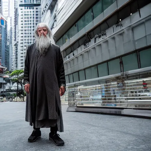 Image similar to gandalf hypebeast in hong kong