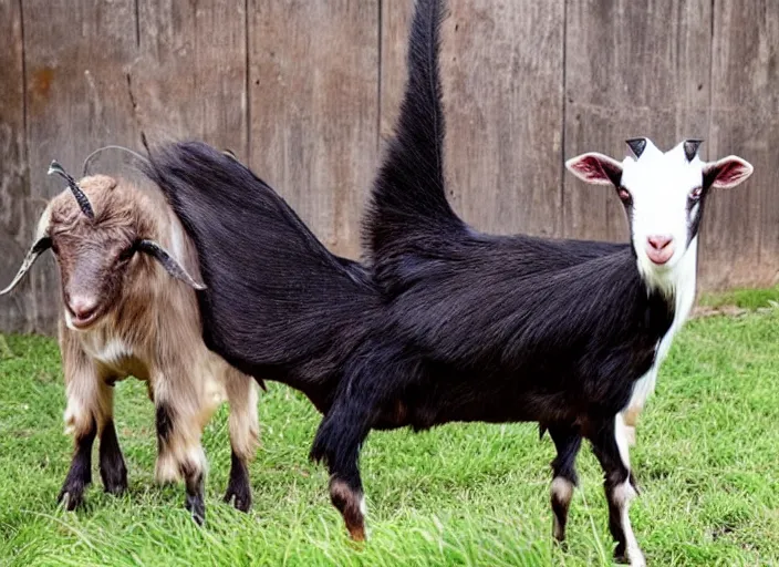 Prompt: photo of a hybrid between a goat and a vampire bat