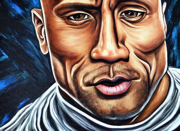 Image similar to a highly detailed beautiful painting of dwayne the rock johnson by junji ito