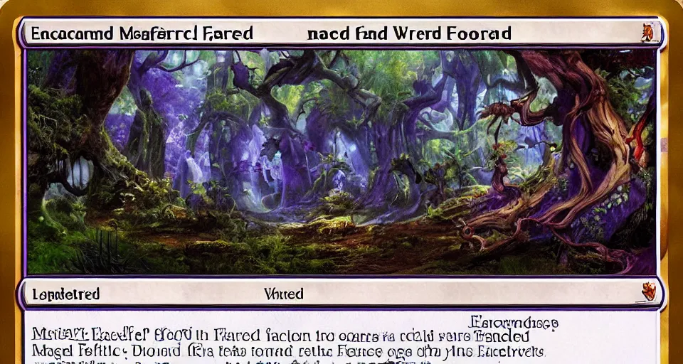 Image similar to Enchanted and magic forest, from Magic the gathering