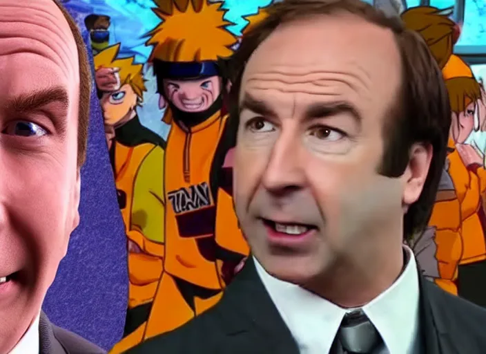 Prompt: youtube reaction video saul goodman reacting to naruto