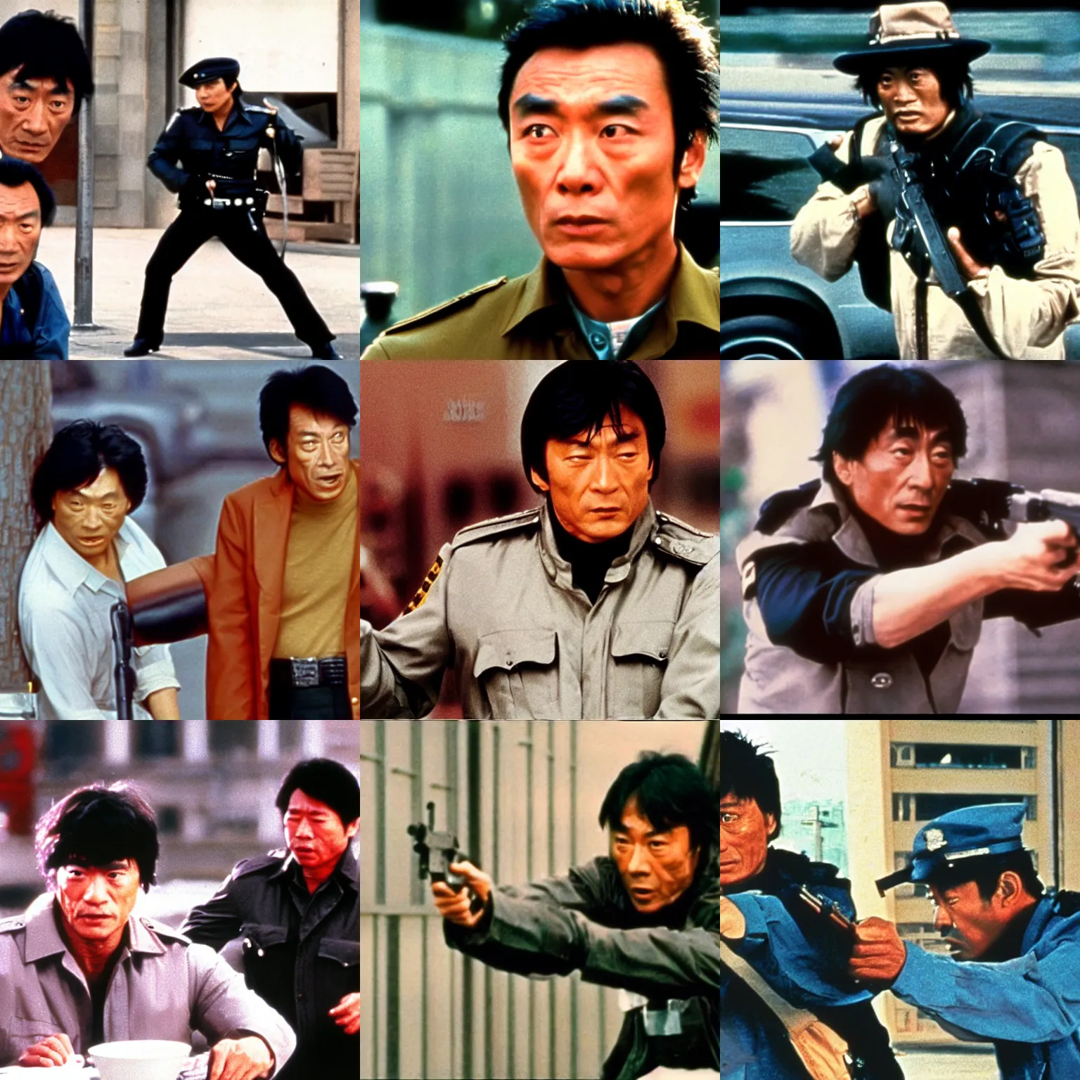 Prompt: a film still from police story ( 1 9 8 5 )