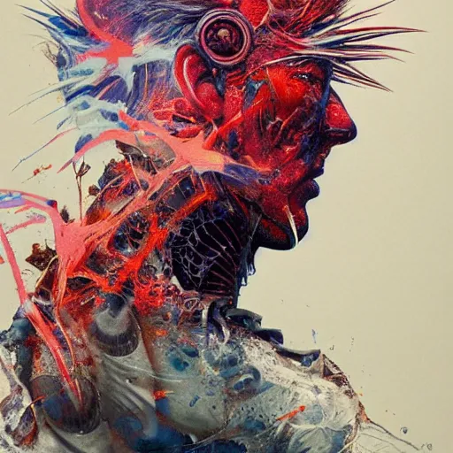 Image similar to dream portrait of Goku, cameras, melting ,8k,by tristan eaton,Stanley Artgermm,Tom Bagshaw,Greg Rutkowski,Carne Griffiths, Ayami Kojima, Beksinski, Giger,trending on DeviantArt,face enhance,hyper detailed,minimalist,cybernetic, android, blade runner,full of colour