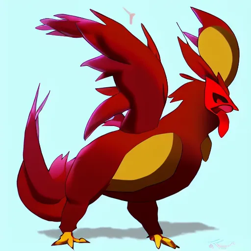 Image similar to a pokemon that looks like a Rooster. A Rooster pokemon. The body is a coconut,Trending on art station. Unreal engine.