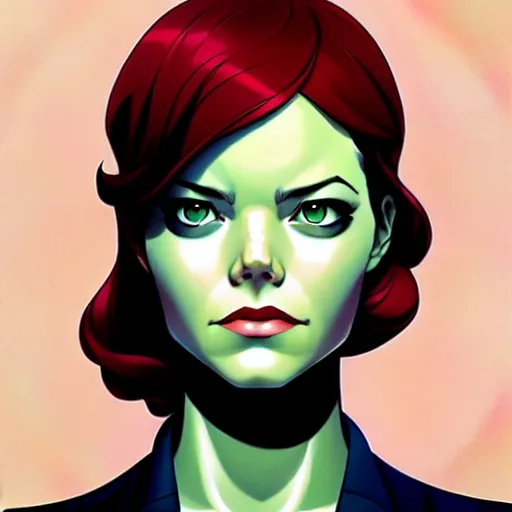 Image similar to joshua middleton, phil noto, artgerm, emma stone poison ivy dc comics, vines, symmetrical eyes, city rooftop