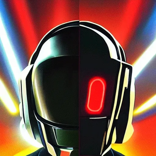 Image similar to Daft Punk inpired robot character in a DnD universe, red greatlightsaber,space, black cloak, concept art, arstation, award winning art