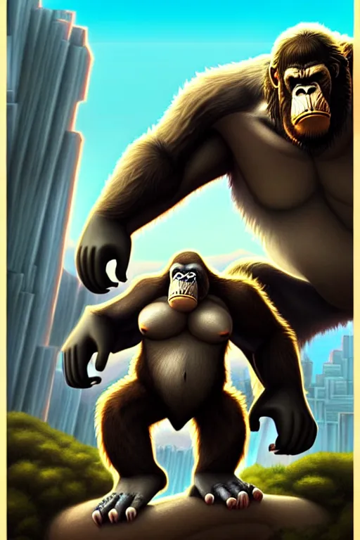 Image similar to isometric King Kong by Artgerm and WLOP, Pixiv