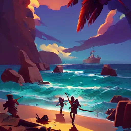 Image similar to painting treasure on sea of thieves game smooth median photoshop filter cutout vector, behance hd by jesper ejsing, by rhads, makoto shinkai and lois van baarle, ilya kuvshinov, rossdraws global illumination