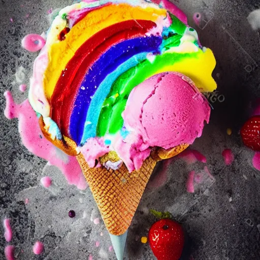 Image similar to !dream rainbow ice cream hd food photography