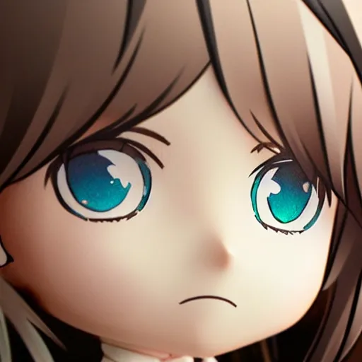 Prompt: beautiful water color concept art of the face detailing cute nendoroid girl in the style of line art, toon rendering, close-up, flat, lacking in three-dimensionality, flat tone, unshaded