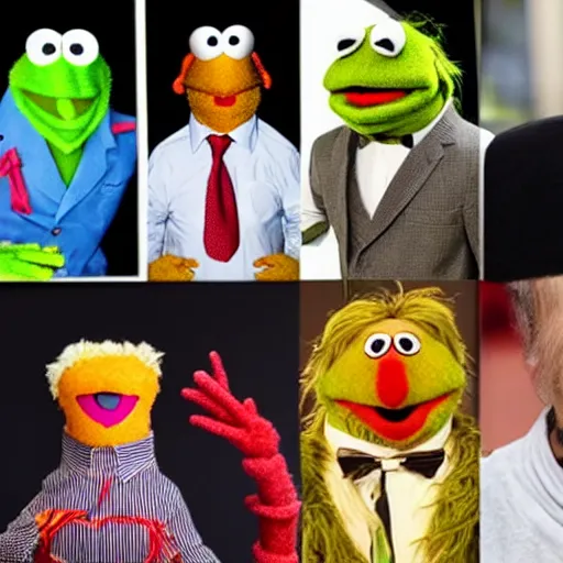 Prompt: people eating muppets