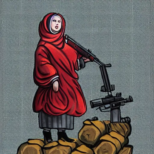 Image similar to babushka with machine gun