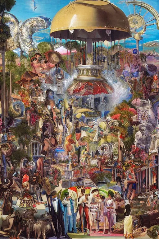 Prompt: an airbrush painting of an elaborate hidden object scene on the las vegas strip by destiny womack, gregoire boonzaier, harrison fisher, richard dadd