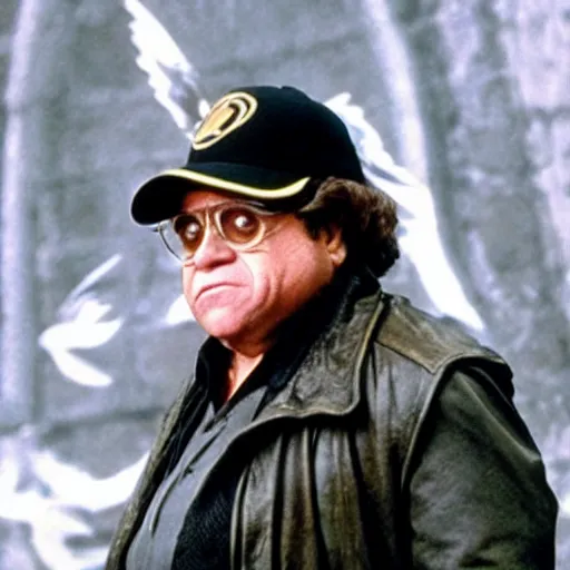 Image similar to Danny Devito as Katniss Everdeen in The Hunger Games