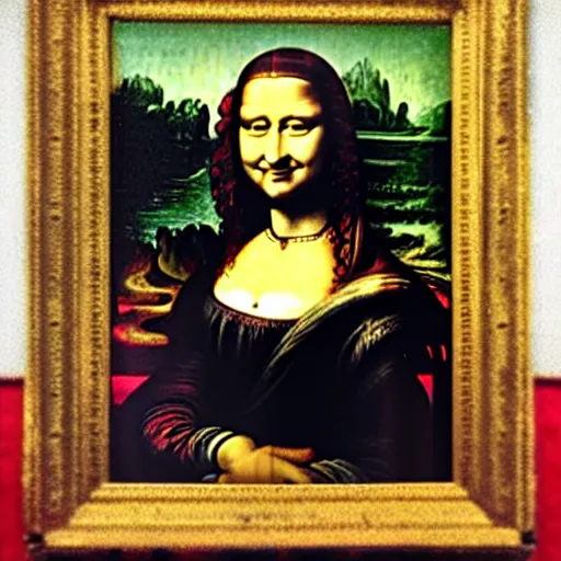 Prompt: monalisa smiling for a selfie