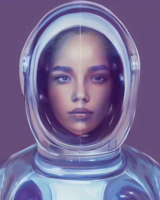 Prompt: beautiful girl in a transparent astronaut helmet, character concept style, by Mateusz Urbanowicz, beautiful girl, 8k character concept art, by WLOP, cinematic lighting, trending on artstation, symmetrical portrait symmetrical, highly detailed CGsociety, hyper