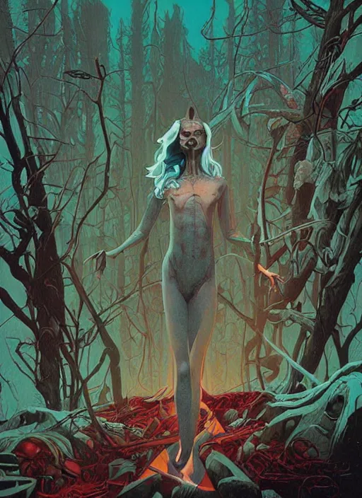 Prompt: poster artwork by Michael Whelan and Tomer Hanuka, Karol Bak of the windigo, from scene from Twin Peaks, clean