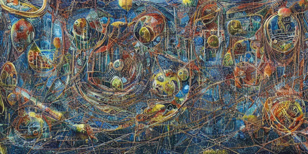 Image similar to biological valve body megastructure in the style of max ernst, beautiful intricate masterpiece, hyper detailed, hd