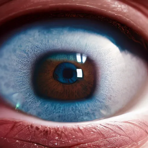 Image similar to hyperrealisim detailed human eye within a human eye, hyperrealistic, ray tracing, octane render, super deatailed, 4 k hd