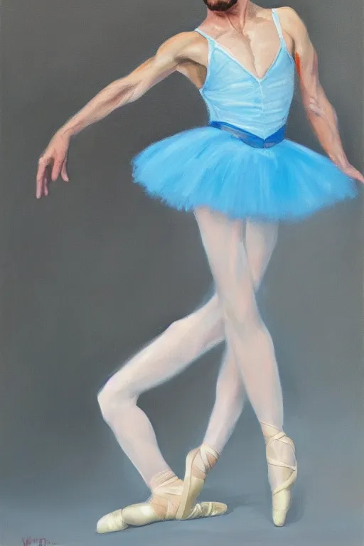 Image similar to beautiful oil painting of walter white in a ballerina outift