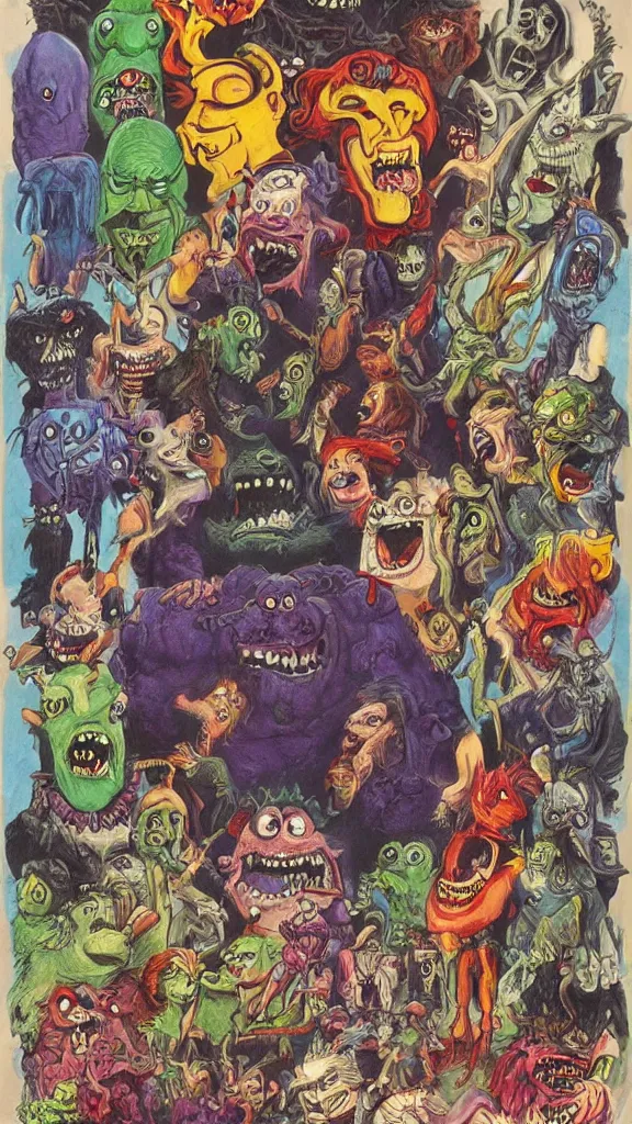 Image similar to monsters drawn by ralph bakshi