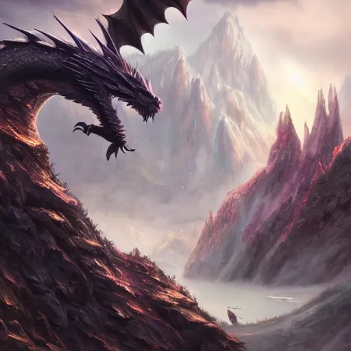 Prompt: dragon with fantasy art landscape , digital art , trending on artstation , Hyperdetailed , CGSociety