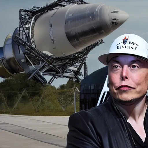 Prompt: a rocket with Elon Musk's head on top
