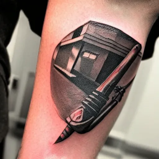 Image similar to tattoo of a small hatchet on the forearm