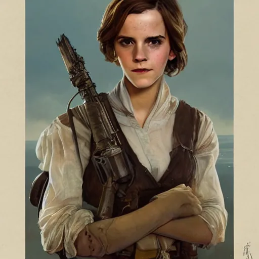 Image similar to Emma Watson as a Wizard character in Fallout 4, gorgeous, beautiful, intricate, highly detailed, digital painting, artstation, oppressive lighting, concept art, sharp focus, illustration, art by greg rutkowski and alphonse mucha