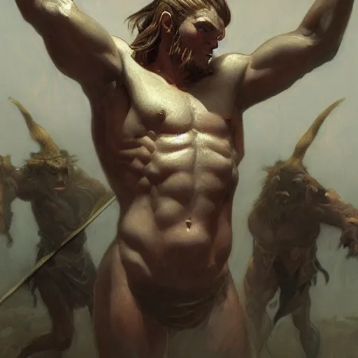 Prompt: ''body portrait of the minotaur, greek mythology, greece, fantasy, dungeons and dragons, d & d, digital painting, artstation, concept art, sharp focus, illustration, art by greg rutkowski and alphonse mucha''