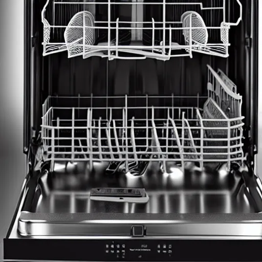 Image similar to The inside of a dishwasher has a single rusty frying pan, studio lighting, professional photography