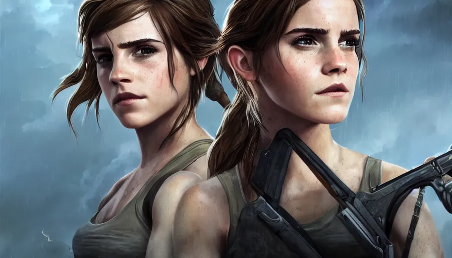 Image similar to Emma Watson is Lara Croft, hyperdetailed, artstation, cgsociety, 8k