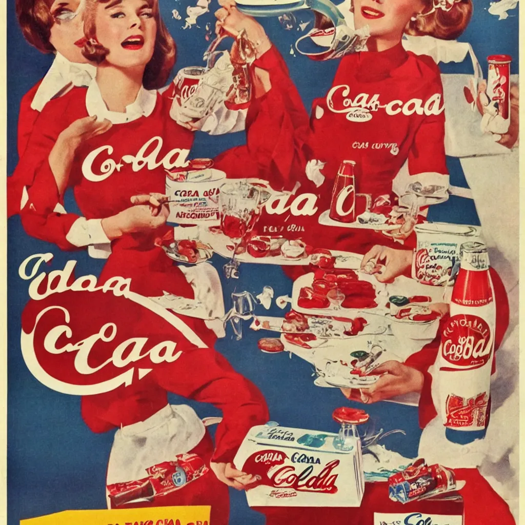 coka-cola advertisement, retro ad, print advertising,, Stable Diffusion