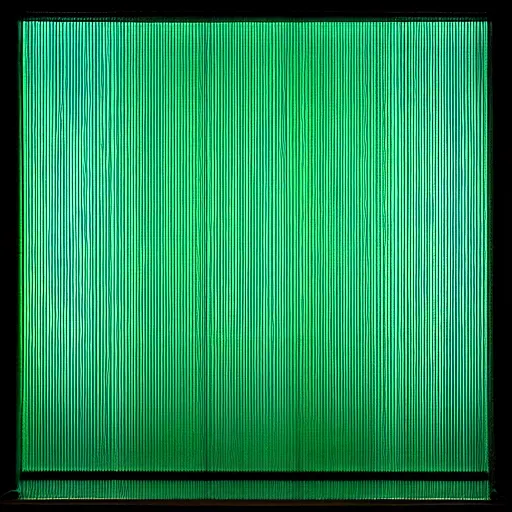 Prompt: Mixed media art. a series of vertical stripes in different colors. kelly green by James Turrell washed-out