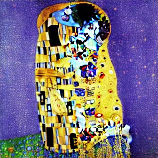 Prompt: Klimt's The Kiss but painted by Vincent Van Gogh