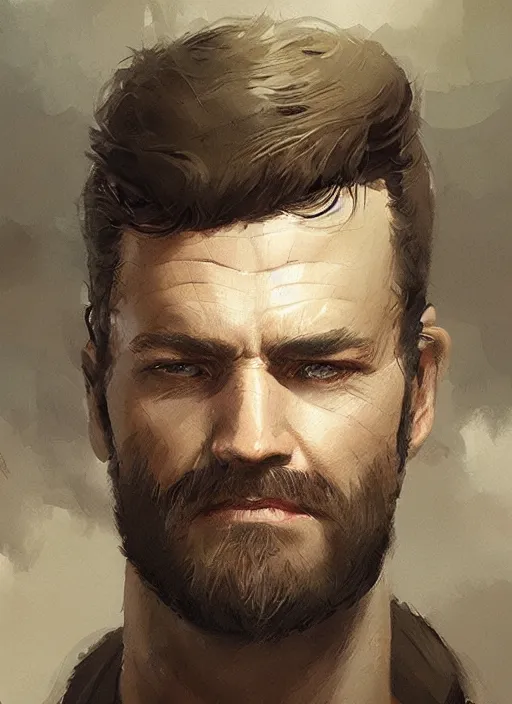 Image similar to a portrait of sam vimes, beautiful painting with highly detailed face by greg rutkowski and magali villanueve