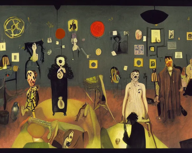 Image similar to the horror of beaurocracy, papers, horror, desk, stress, frustration, anger, crowded, harsh cinematic lighting, high qulity, 4 k, by charles addams and hilma af klint and affandi
