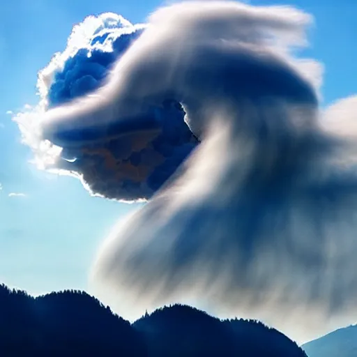 Image similar to a mesmerizing cloud looking like a dragon