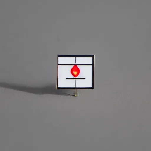 Prompt: a photo of a retro 1 9 5 0 s minimalistic simple clean fire warning enamel pin, no text, studio lighting, behance