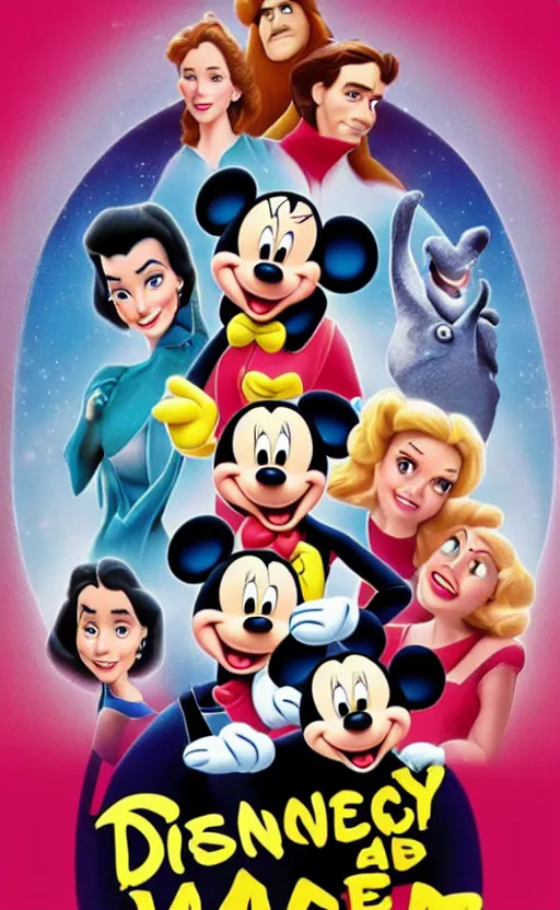 Image similar to a poster for a really awful Disney movie, iconic logo