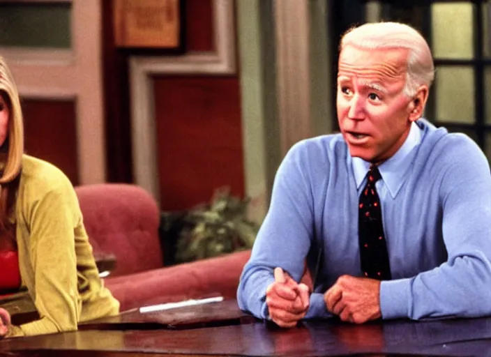 Image similar to film still of joe biden in the tv show friends