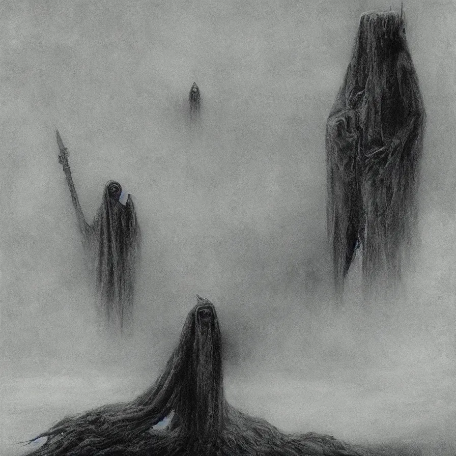 Image similar to false prophet by zdzislaw beksinski, color