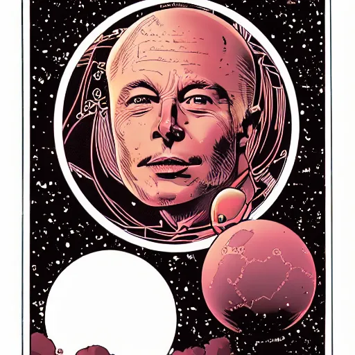 Image similar to elon musk retro minimalist portrait moebius starwatcher comic by jean giraud, 8 k