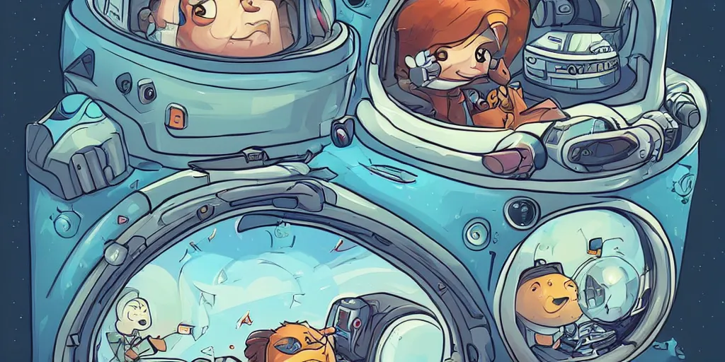 Prompt: Hibernation capsule inside a spacecraft in the graphic style of Tim Shumate, detailed art, artstation, comic art