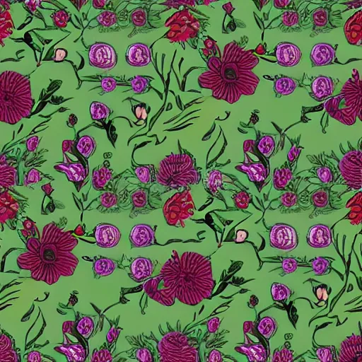 Prompt: floral wallpaper texture, vintage illustration pattern, bizarre compositions, blend of flowers, by beto val, john james audubon, exquisite detail, vector art, made in illustrator
