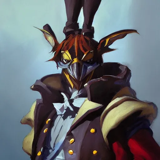 Image similar to greg manchess portrait painting of partially armored of the march hare from alice in wonderland as overwatch character, medium shot, asymmetrical, profile picture, organic painting, sunny day, matte painting, bold shapes, hard edges, street art, trending on artstation, by huang guangjian, gil elvgren, ruan jia, randy vargas, greg rutkowski